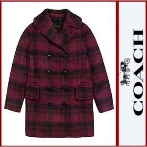 Coach plaid long alpaca wool blend coat